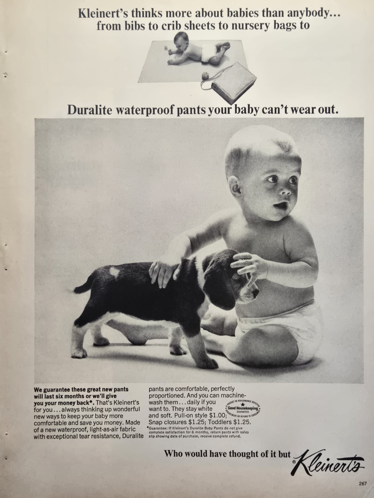 Kleinert's Baby Pants Print Ad 1965 - Waterproof Duralite Beagle Puppy Dog