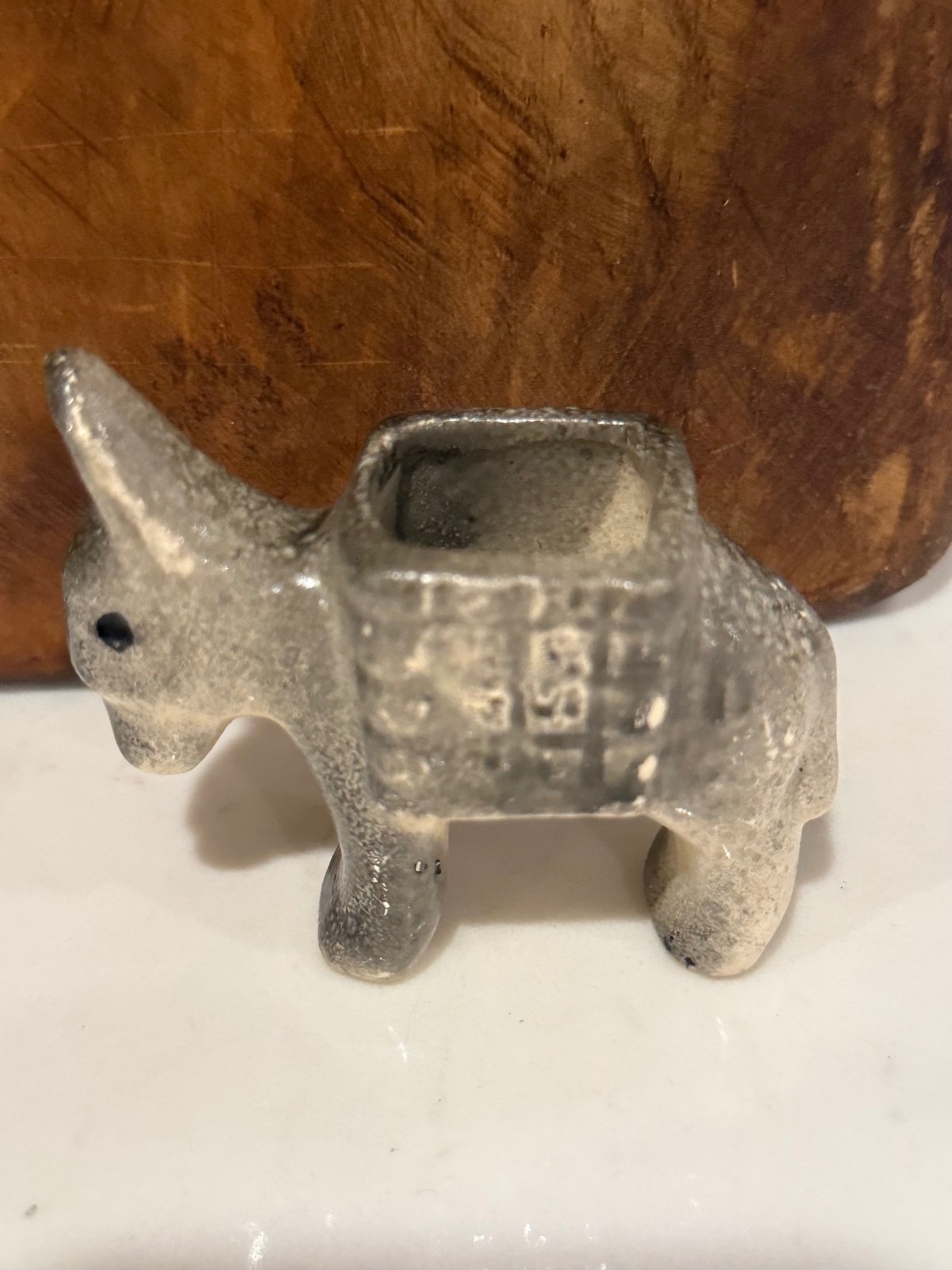 Vintage Ceramic Miniature Donkey Pack Mule Toothpick Match Holder Planter