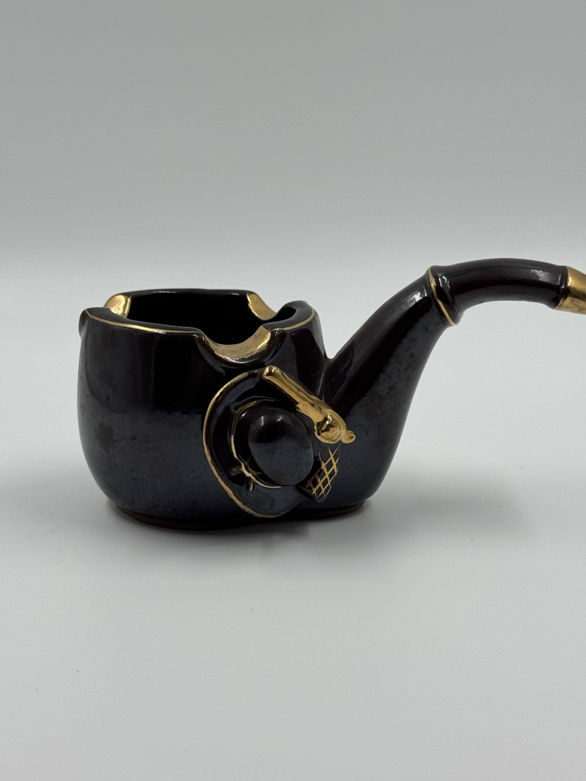 Vintage Napco Pipe-Shaped Small Ceramic Ashtray Made in Japan (6”x3”x3.5”)