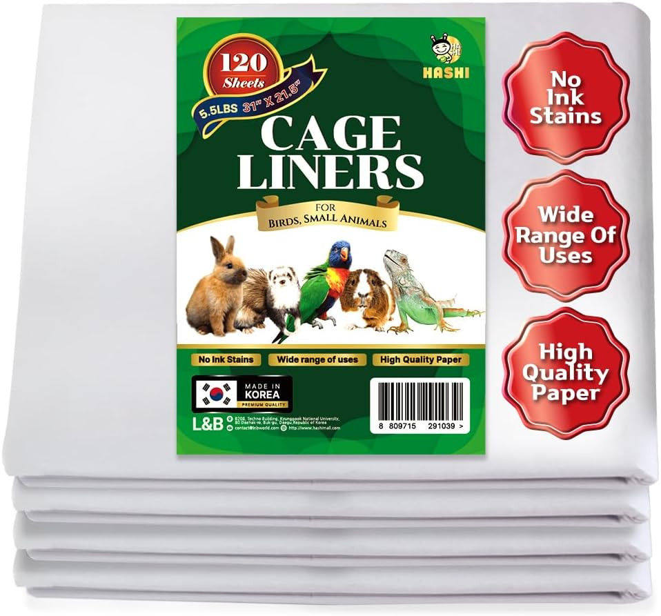 120 Sheets Bird Cage Liners, 31 X 21.5 Inches Pre-Cut Ink-Free Unprinted