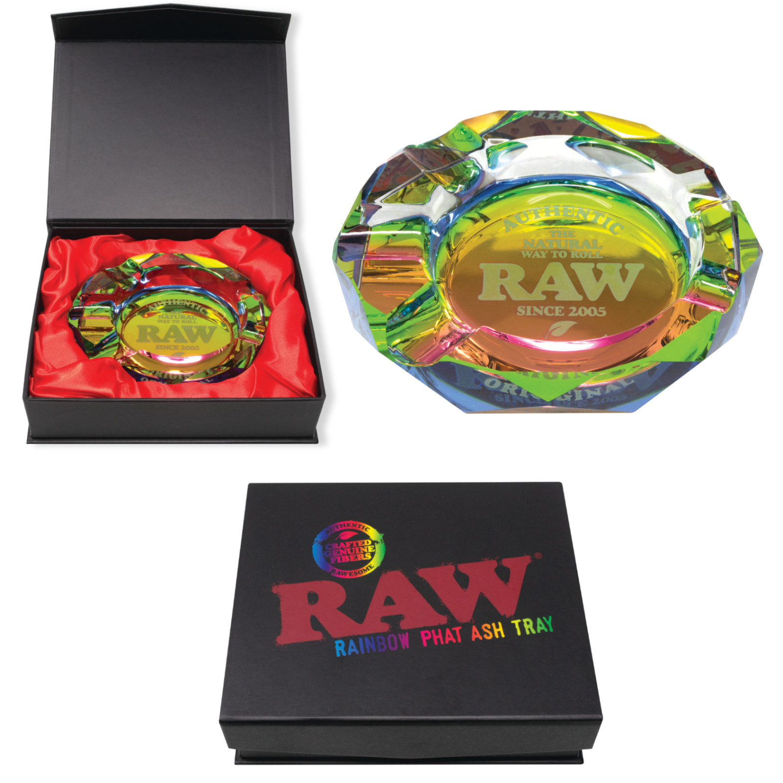 RAW Ashtray Crystal RAINBOW GLASS Phatty Ashtray Ash Tray New in Box