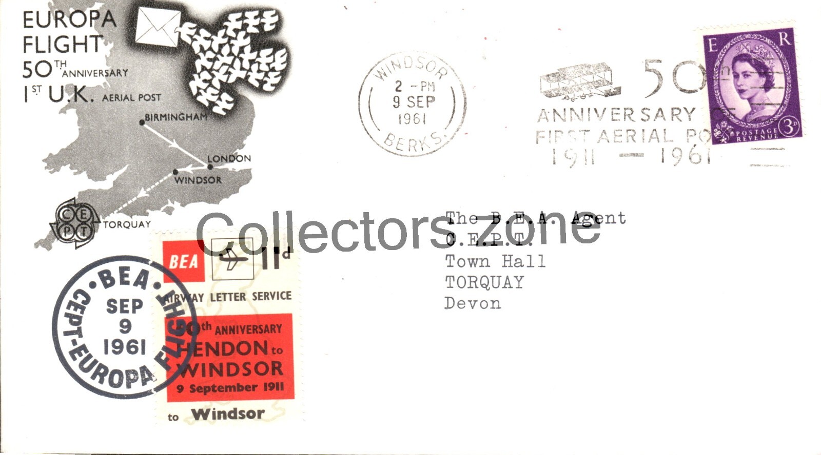 1961 BEA British European Airways Europa Flight Flown Cover