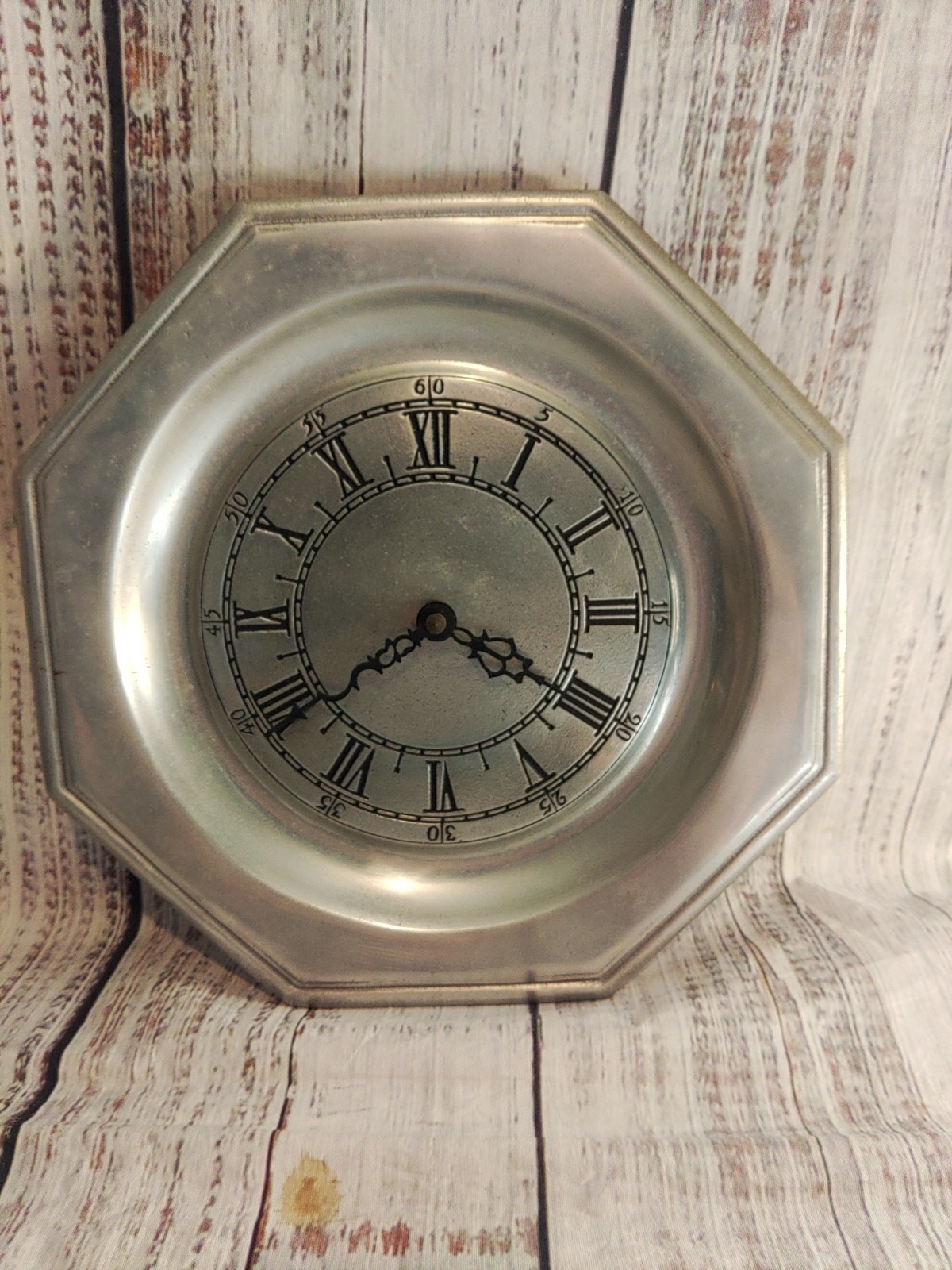 Vintage 10-in Heavy Pewter Clock