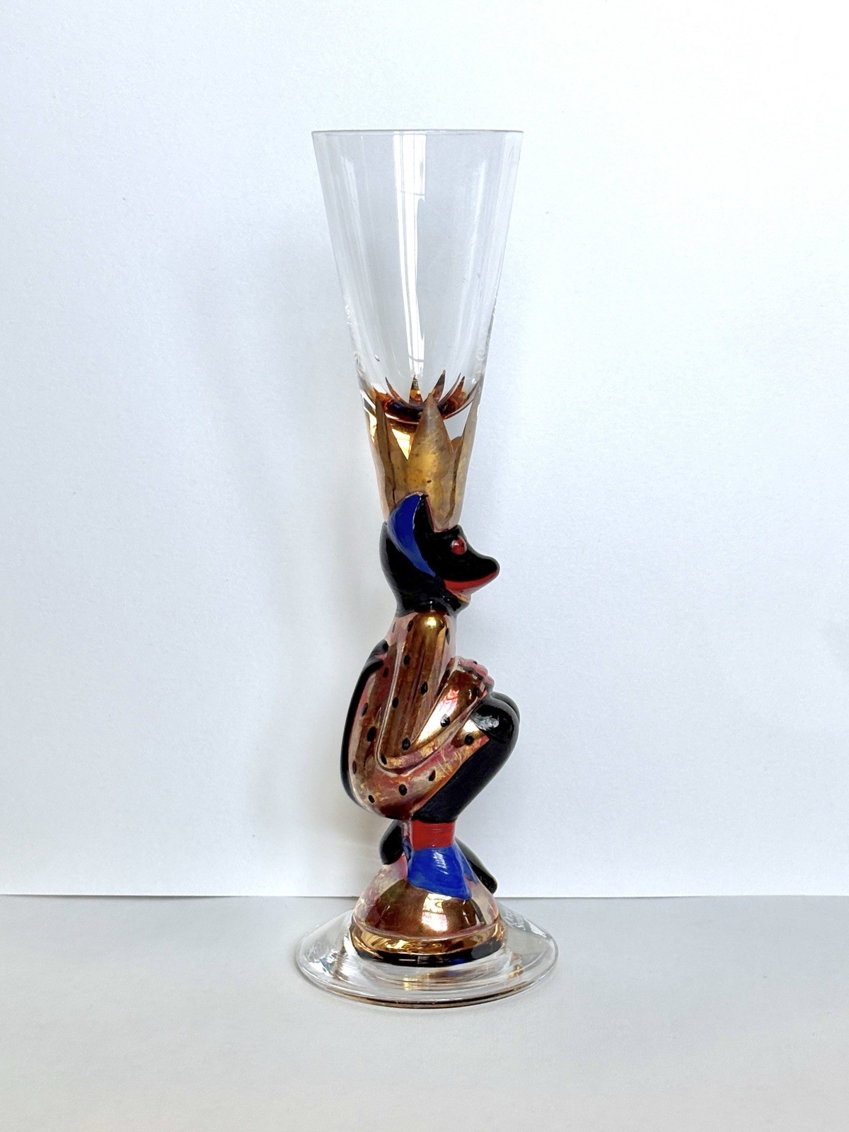 RARE Orrefors Nobel Snaps Devil Shot Glass Cyrén 1991 Sweden 21K Gold OG sticker