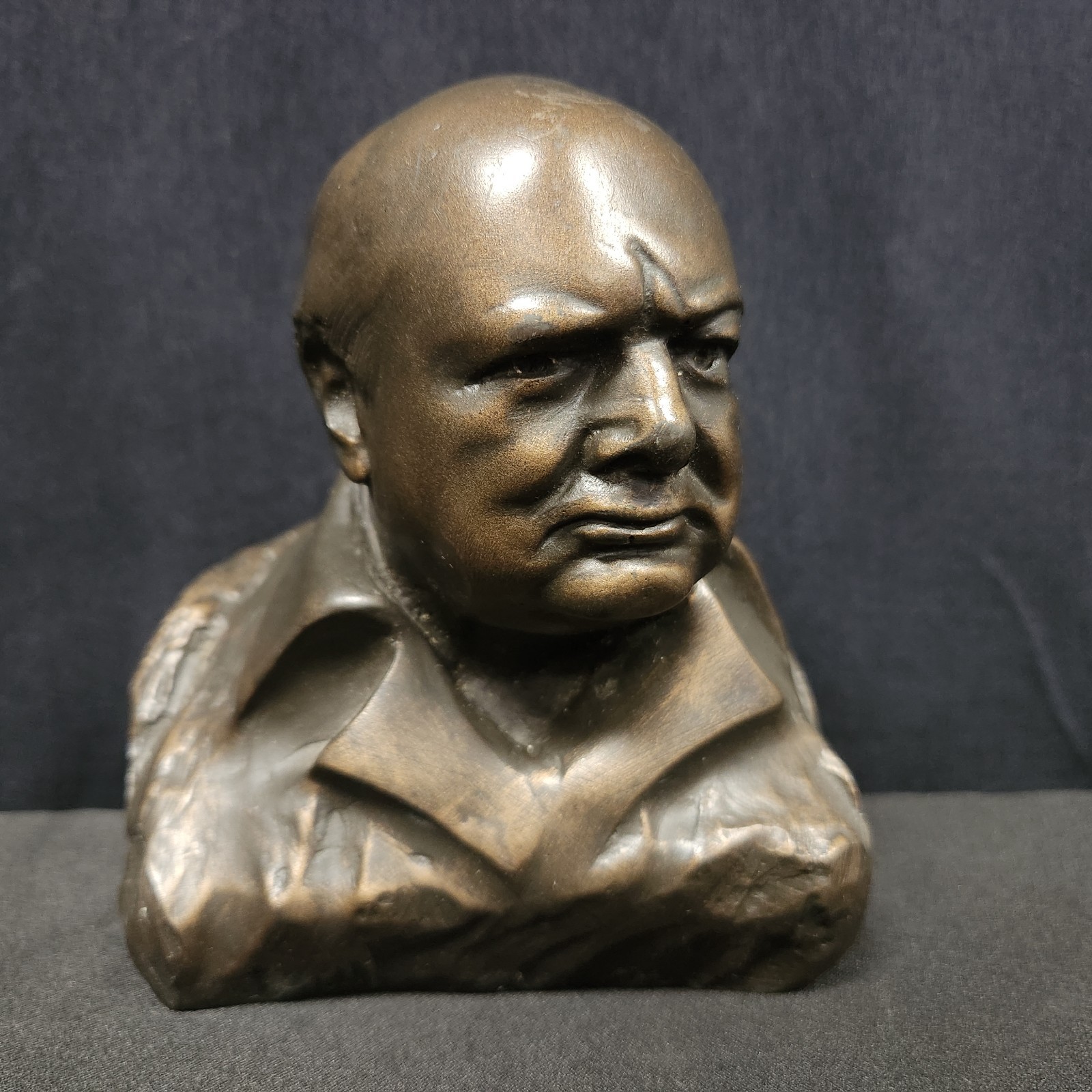 Vintage Heritage Sculptures Winston Churchill Bust Bronzed Resin Sculpture