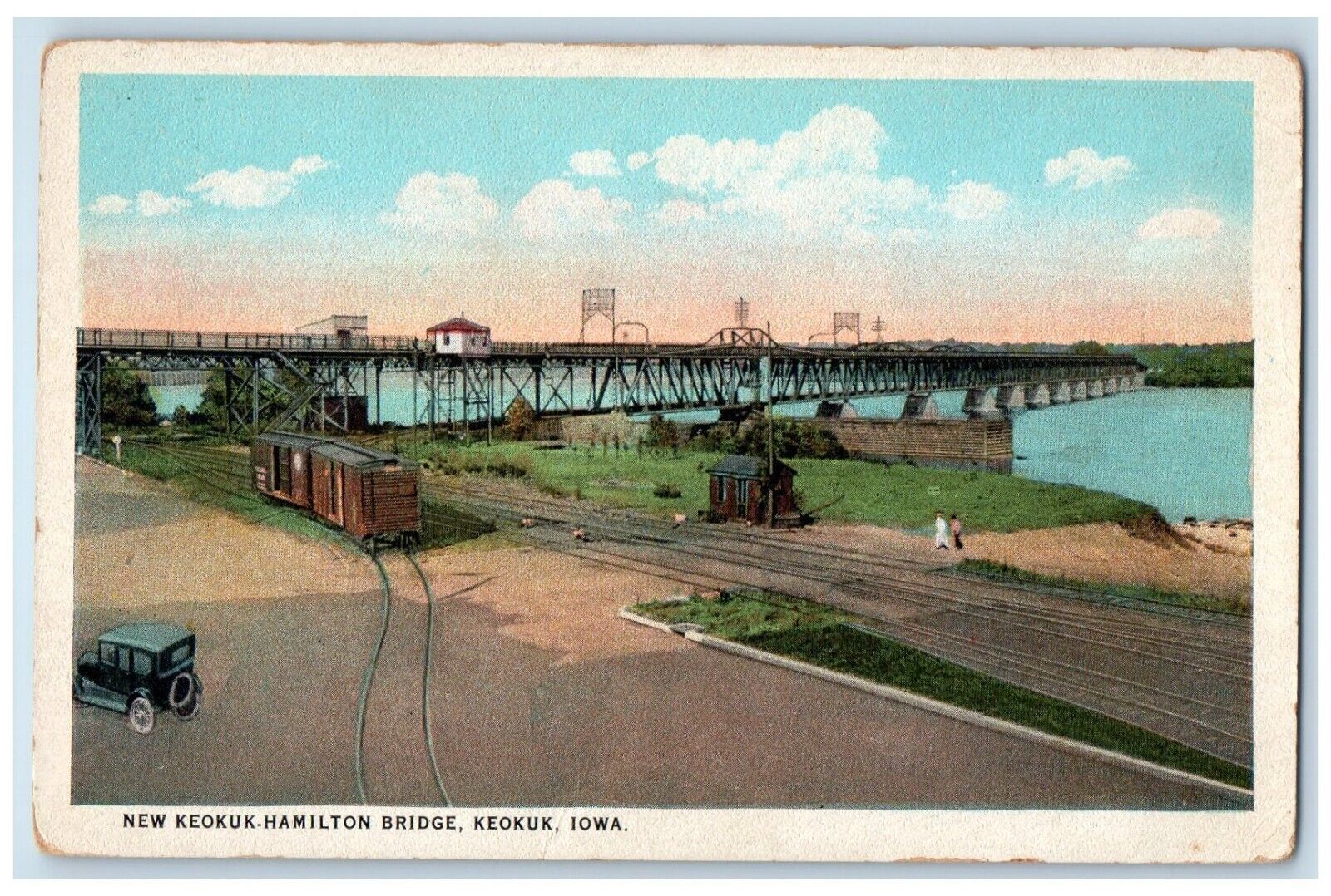 c1920's New Keokuk Hamilton Bridge Keokuk Iowa IA Antique Unposted Postcard