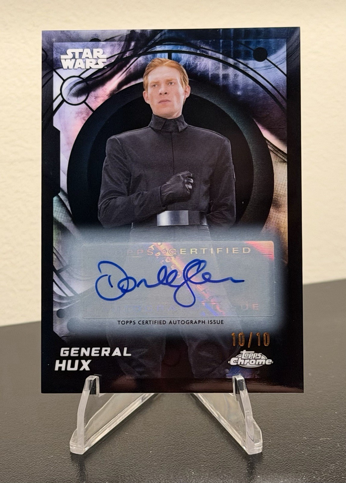 General Hux 2026 Topps Chrome Star Wars Domhnall Gleeson Auto Black 10/10