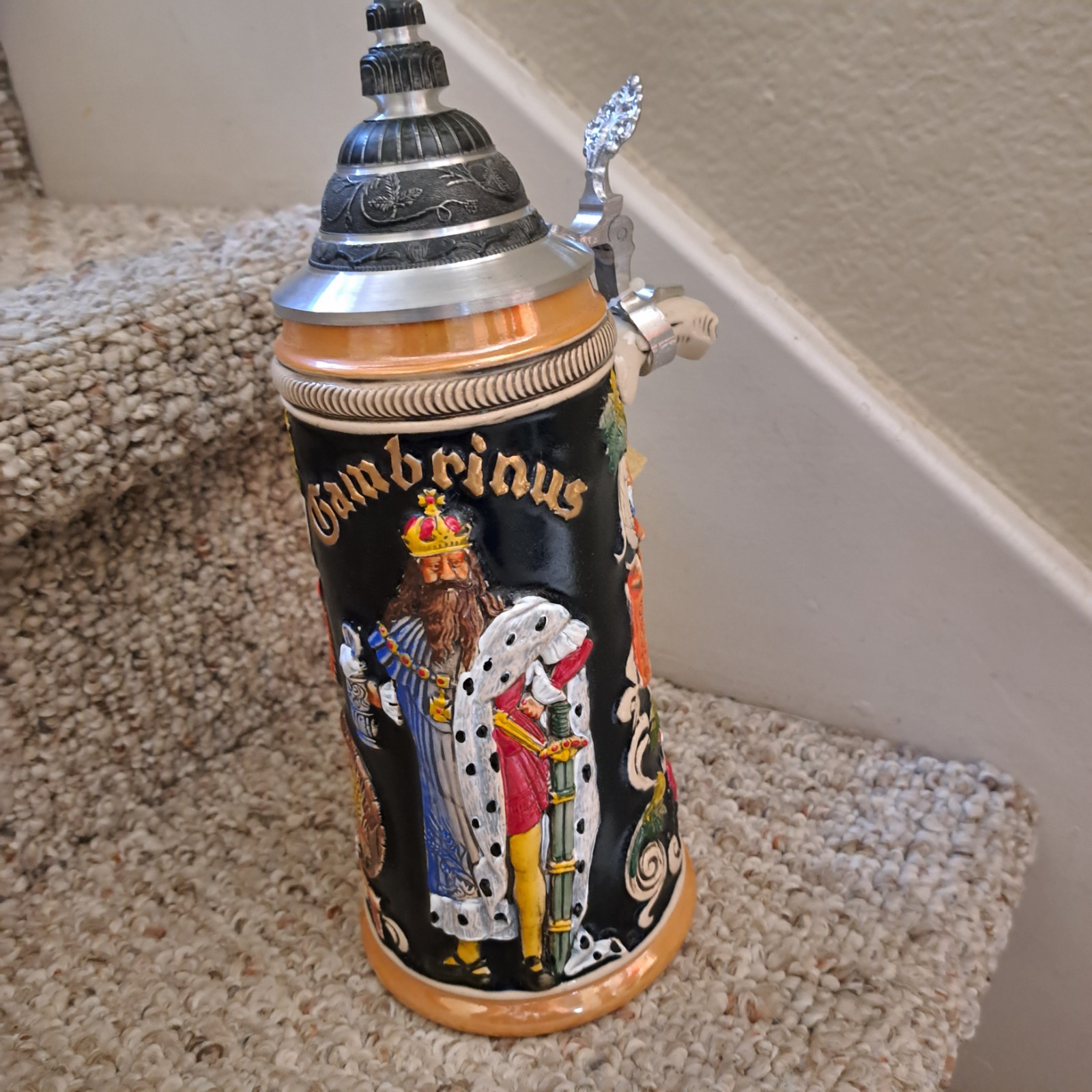 VINTAGE Zoller And Born Hand Painted Gambrinus Beer Stein