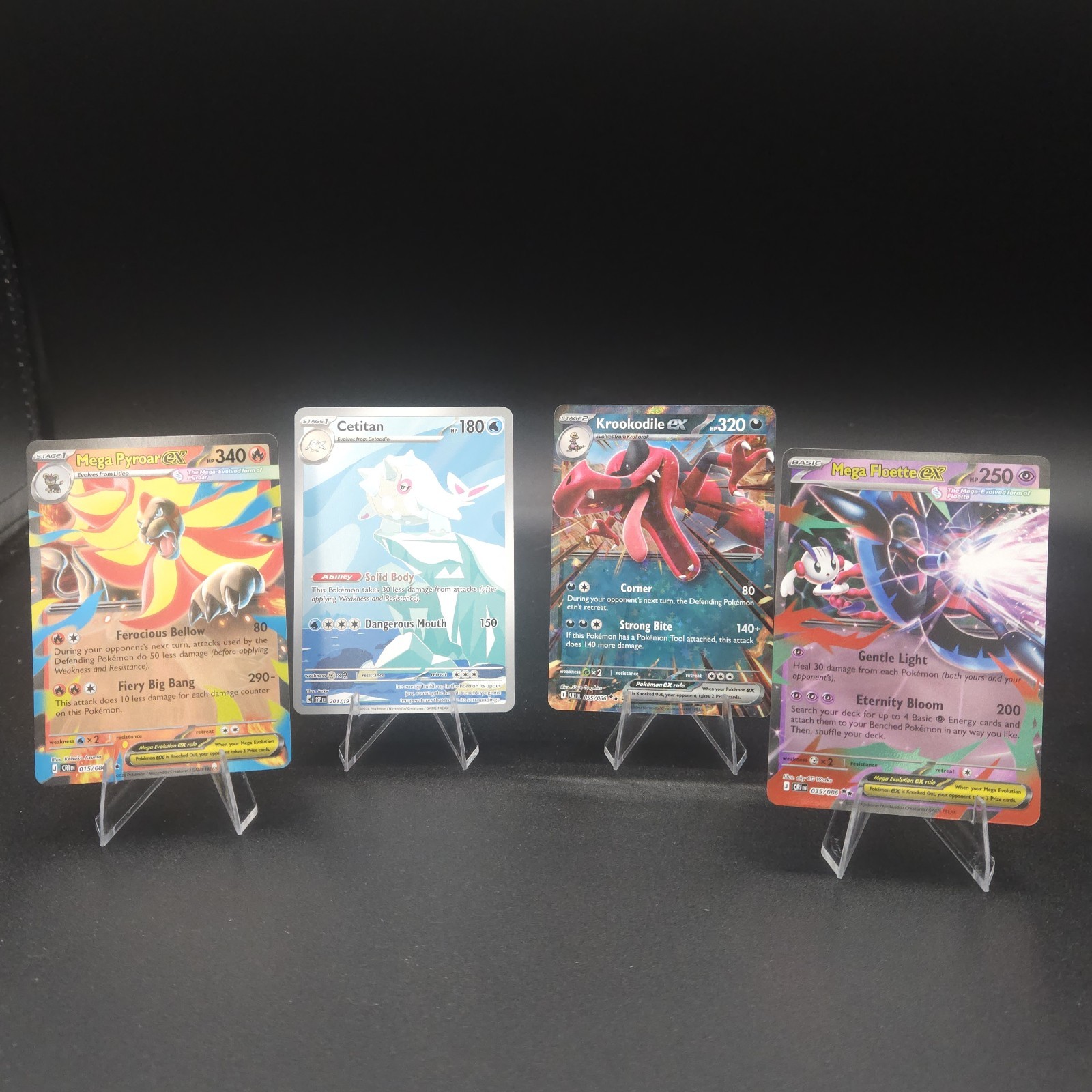 Pokemon EX & Illustration Rare 4 Card Lot Mega Pyroar ex Cetitan IR Krookodile