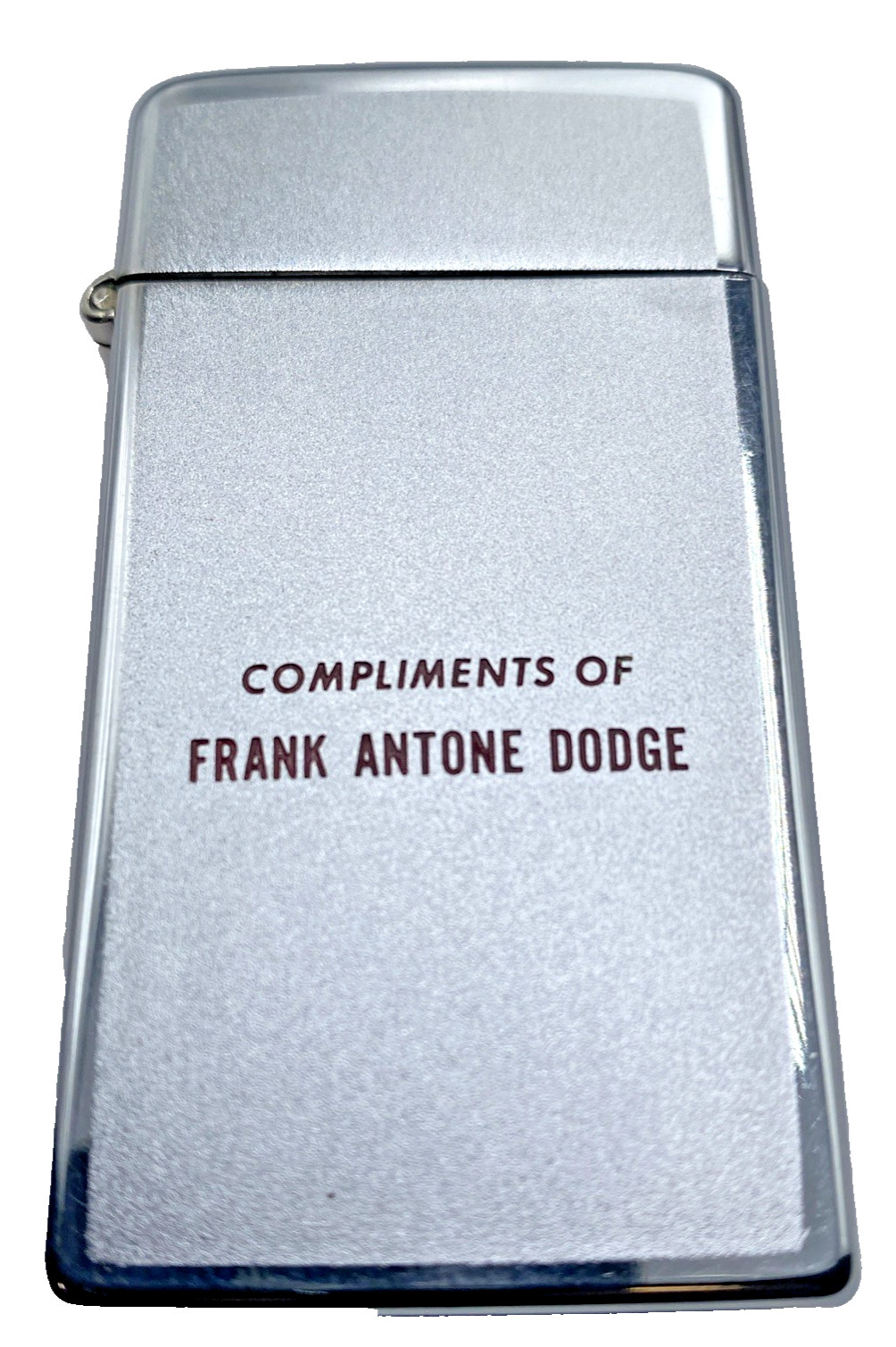 1960s Scripto Steel Butane Promotional Lighter Frank Antone Dodge Portland OR 1960s Scripto Steel Butane Promotional Lighter Frank Antone Dodge Portland OR