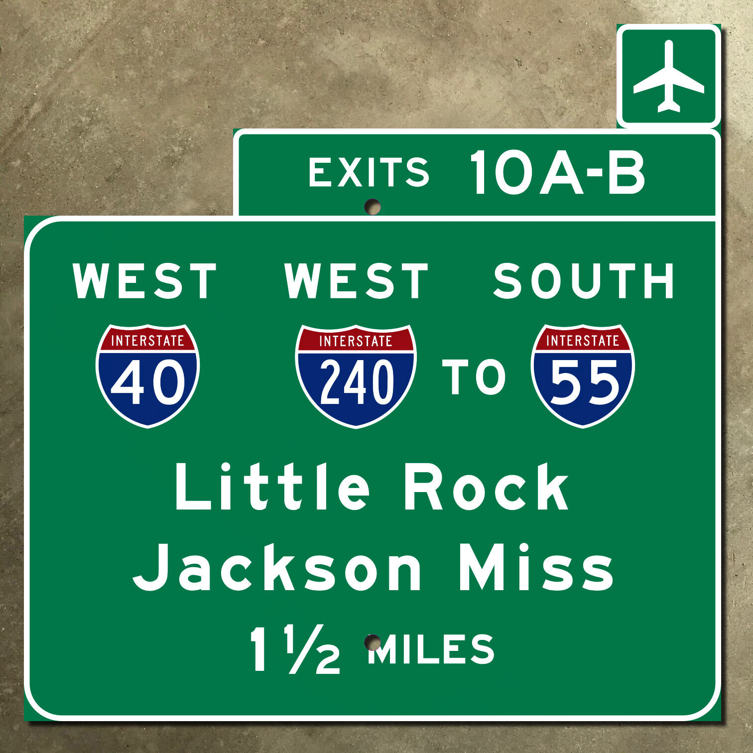 Tennessee interstate 40 240 55 Little Rock Jackson highway marker road sign 16\