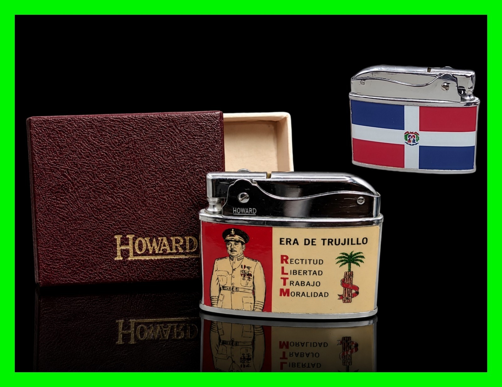 Dictator Rafael Trujillo Vintage Flat Ad Lighter w/ Box – Unfired EXTREMELY Rare