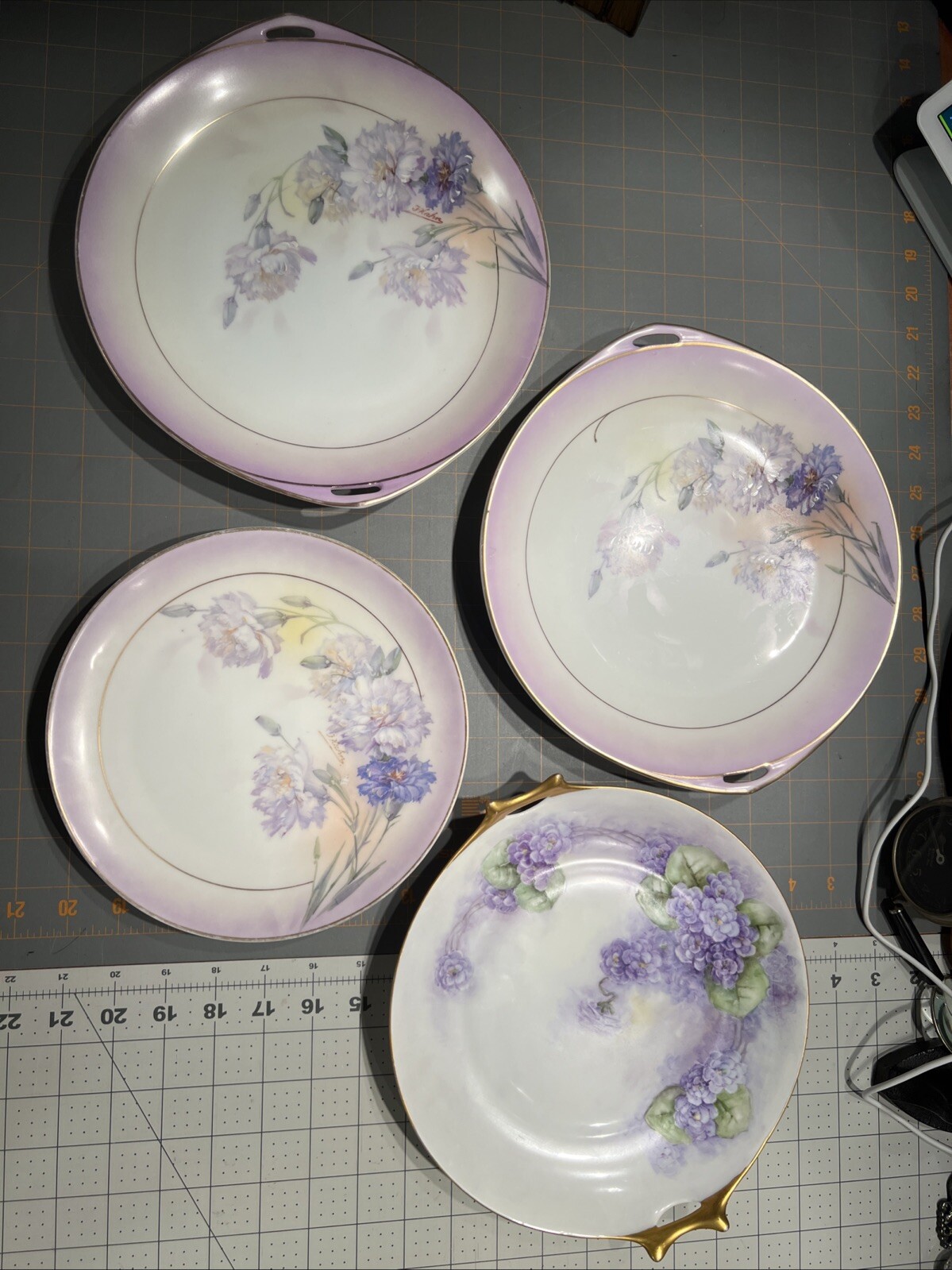 Lot Of 4 Antique Hand Painted Floral Plates Bavaria Selb Royal Rudolstadt Hahn