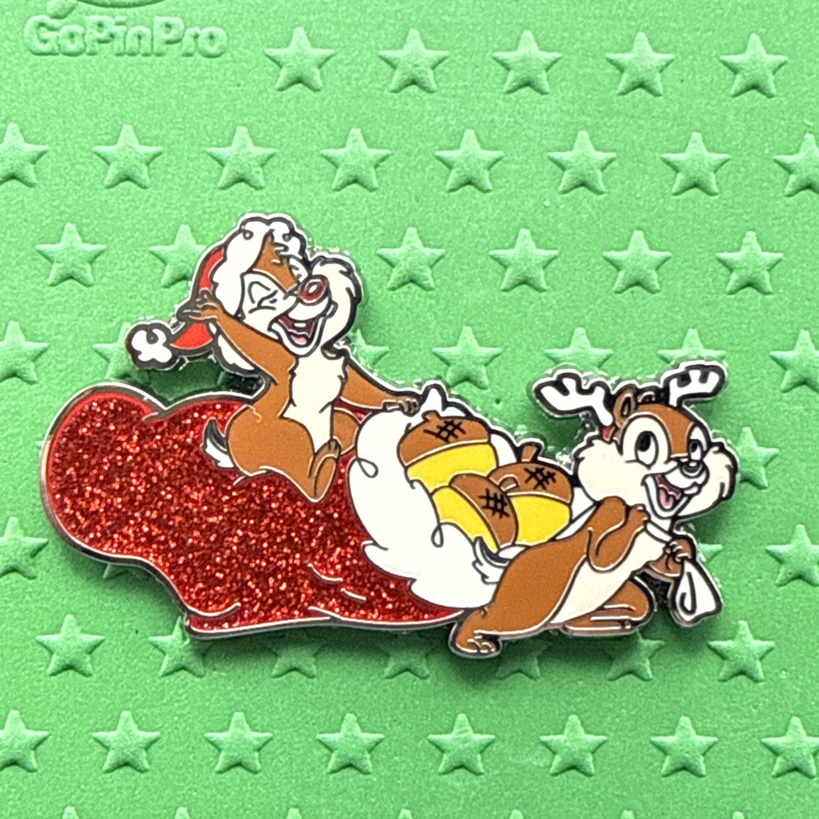 WDW Disney Parks Chip And Dale 2025 Holiday Sleigh Reindeer Merry Christmas Pin
