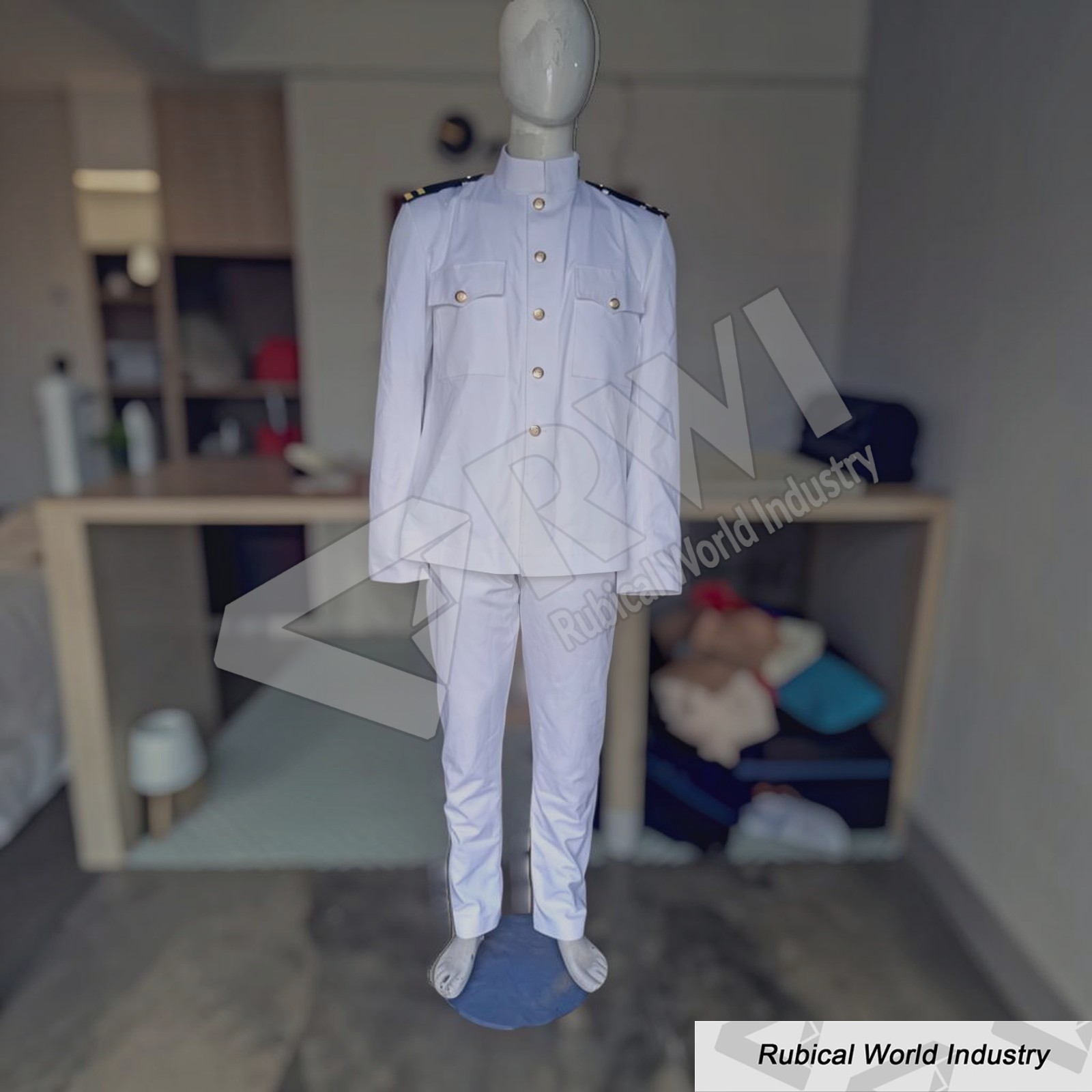 WWII US Navy Officer White Cotton Uniform: 1940s Military Reenactment