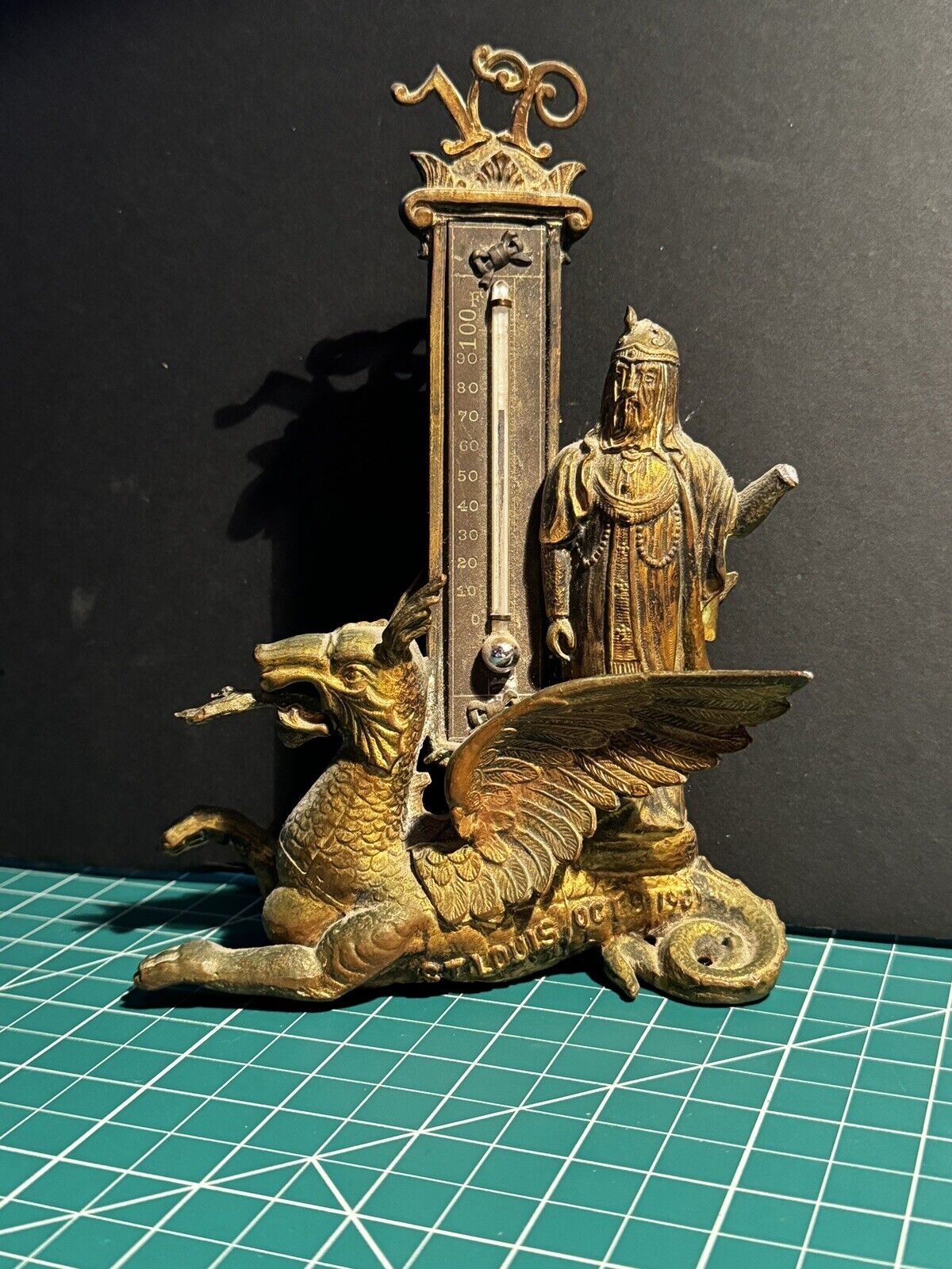 Veiled Prophet Secret Society 1901 Vintage Brass Thermometer Souvenir