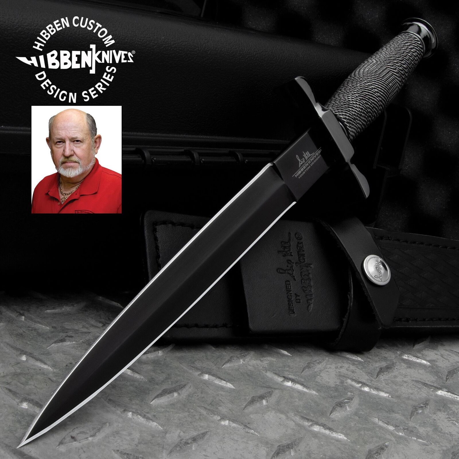 Gil Hibben Black Shadow Double Edged Dagger - Full Tang w/Leather Sheath GH0441B