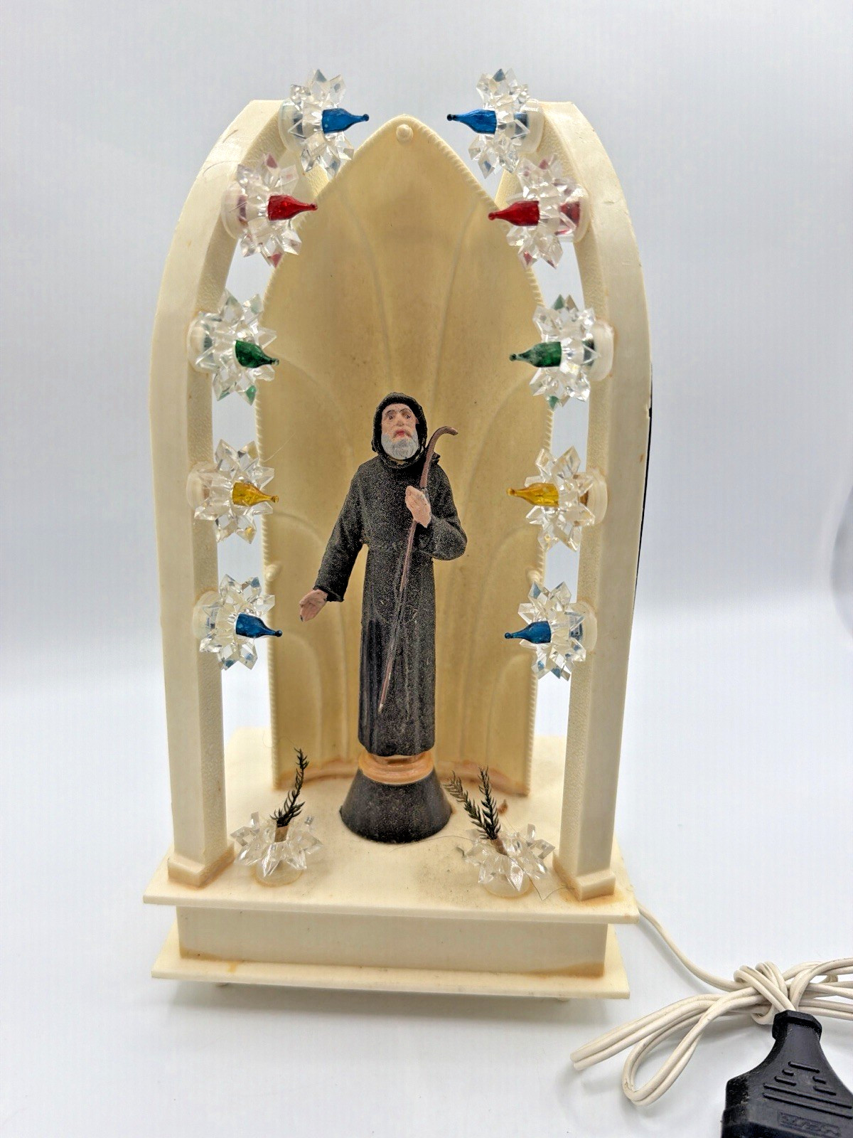 VTG Italian Catholic Shrine Lamp Monk Night Light MCM 1950s 9\
