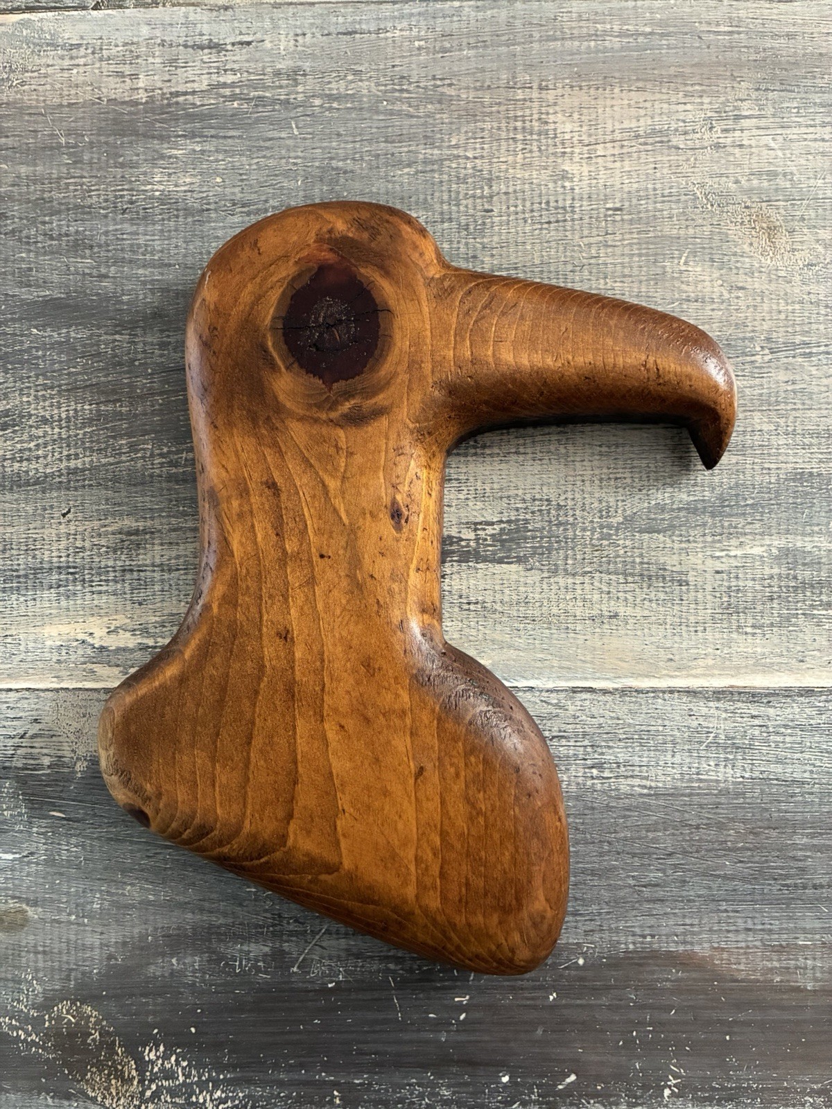 Vintage Hand Carved Wooden Bird Eagle Sculpture Homemade