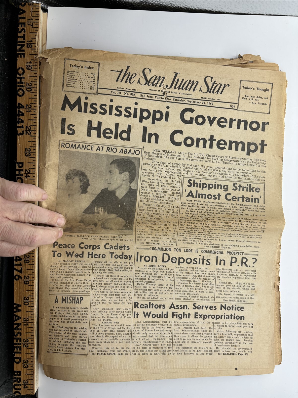 1962 Sept The San Juan Star Puerto Rico Newspaper Vintage Mississippi Governor