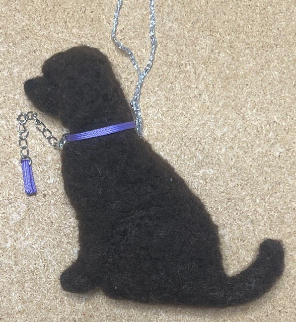 BROWN LABRADOODLE COCKAPOO, DOODLE with COLLAR & LEAD - Part needle felted DOG