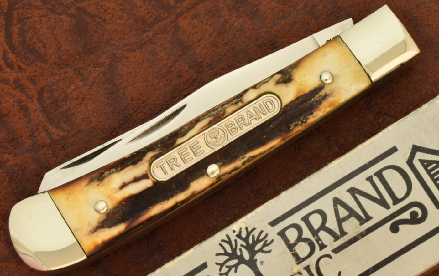 BOKER TREE BRAND SOLINGEN GERMANY GENUINE STAG FULL SIZE TRAPPER KNIFE (36038)