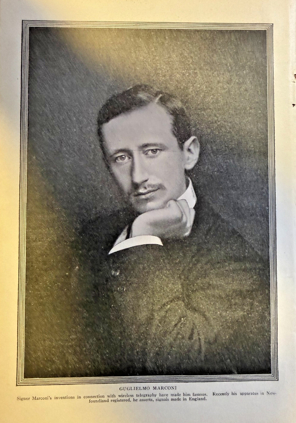 1902 Vintage Magazine Illustration Guglielmo Marconi Wireless Inventor