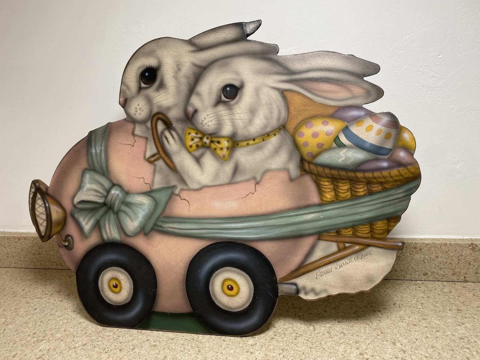 Rare Vintage Masterpiece 2005 Bonnie Barrett Signed Boardwalk Easter Egg Bunny