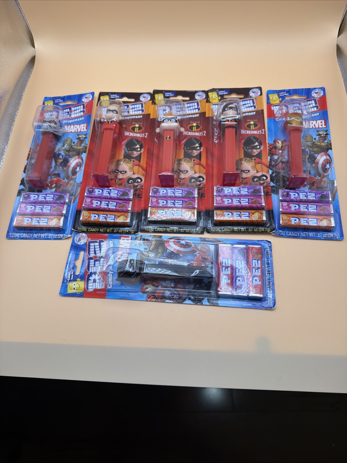Lot 6 PEZ Dispensers Marvel & Incredibles 2 New Sealed On Card Collectible
