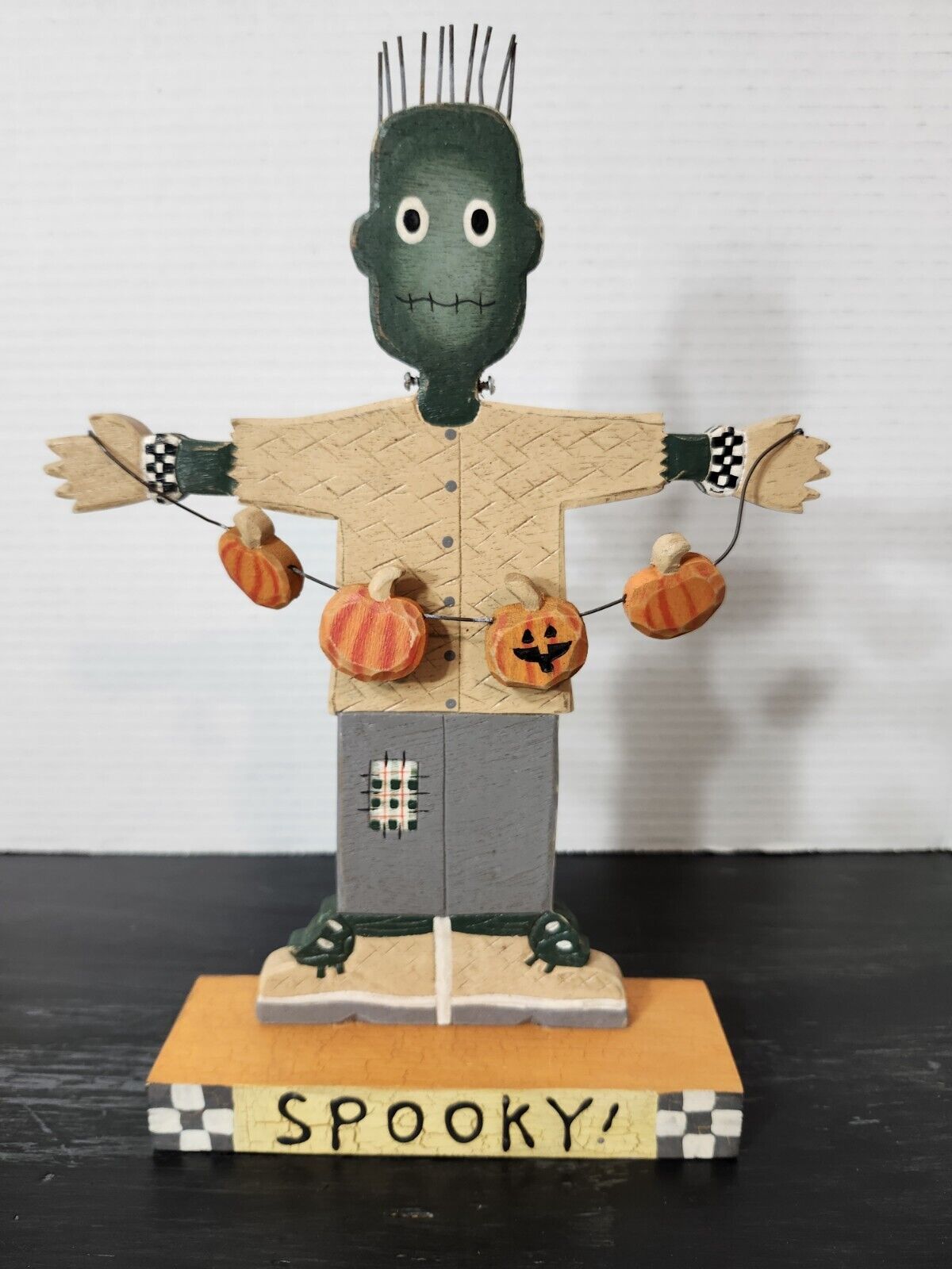 Vintage 1999 Debbie Mumm Frankie Frankenstein Wood Figure Halloween Decor