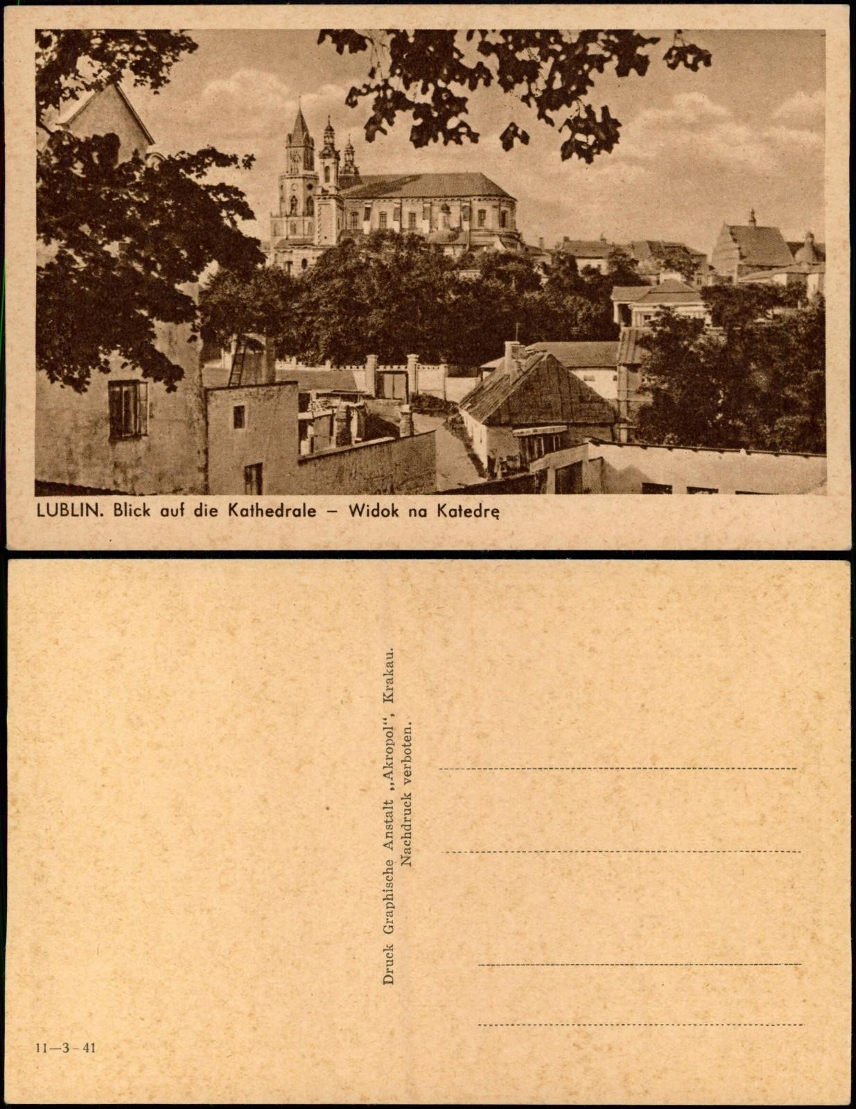 Postcard Lublin Lublin View of the Cathedral 1928