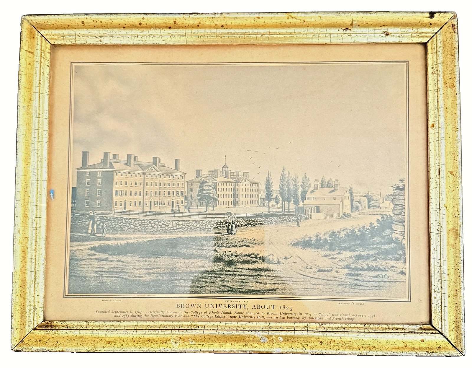 Vintage Brown University About 1825 Framed Print Borghese Ivy League Wall Art