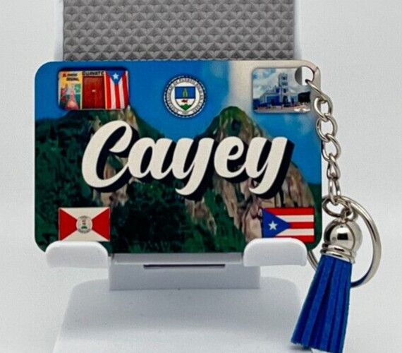 Cayey / Puerto Rico Doble Size Key Chain Large with Tassels, 3\ Cayey / Puerto Rico Doble Size Key Chain Large with Tassels, 3\
