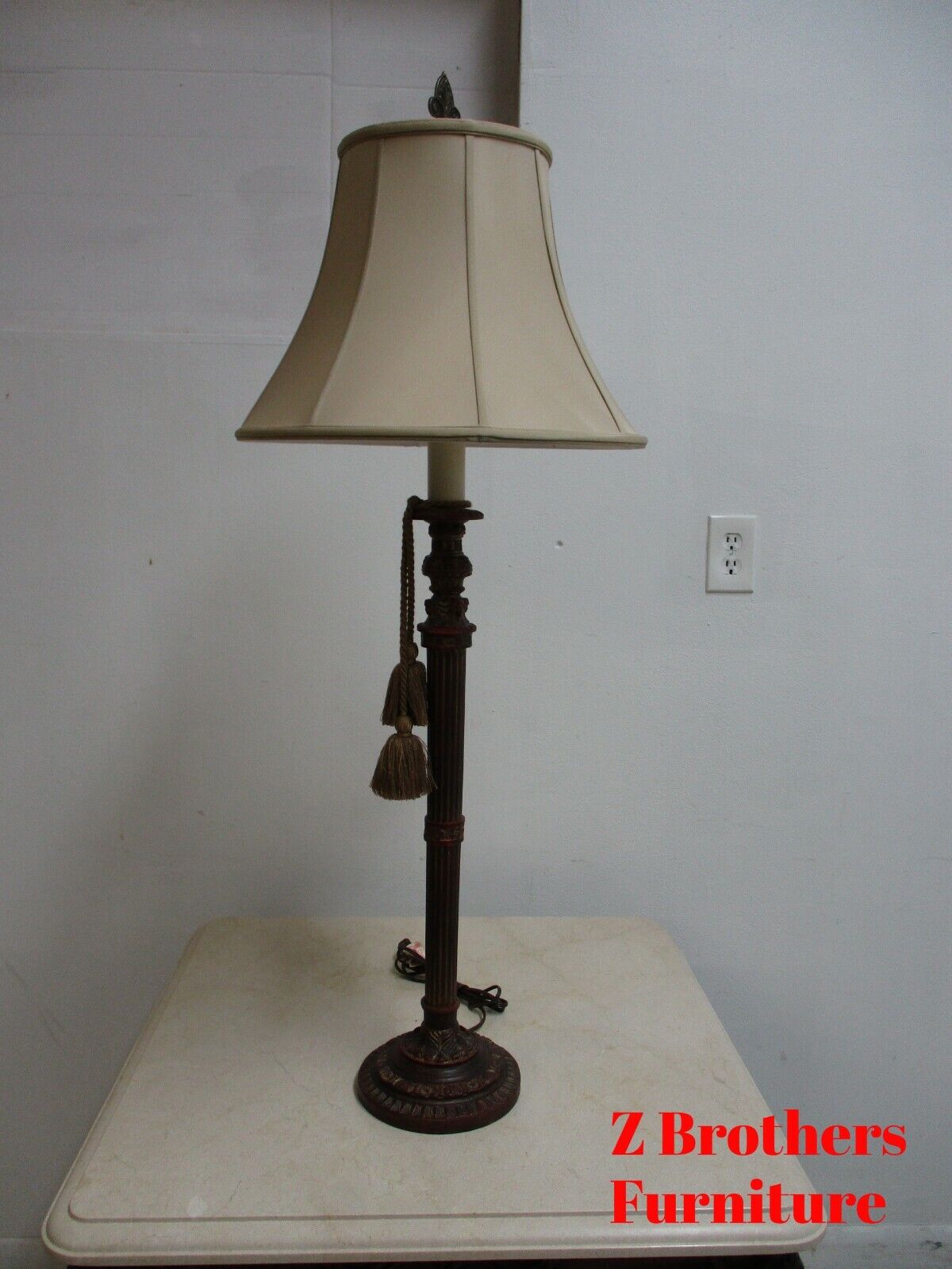 Italian Regency Column Torchiere Figural Carved Table Lamp Light  B