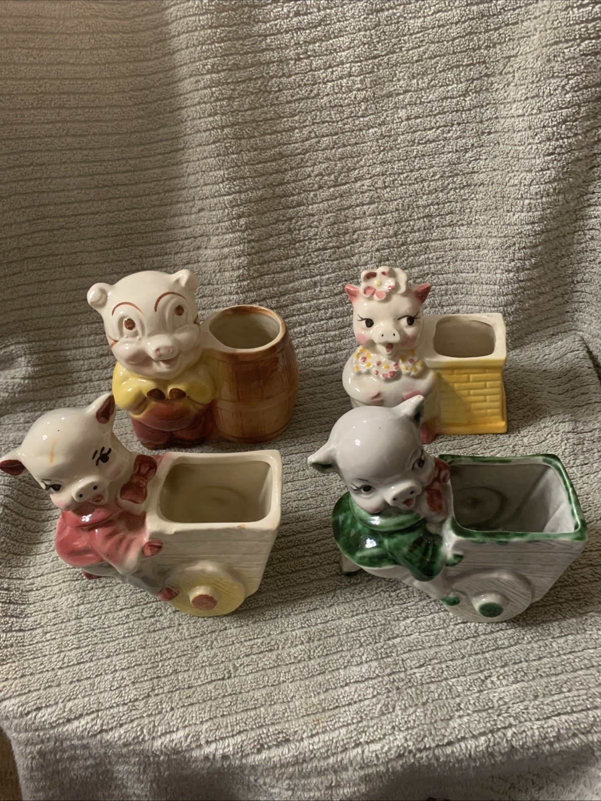 Four Pieces 1940 Vintage Pig Planter