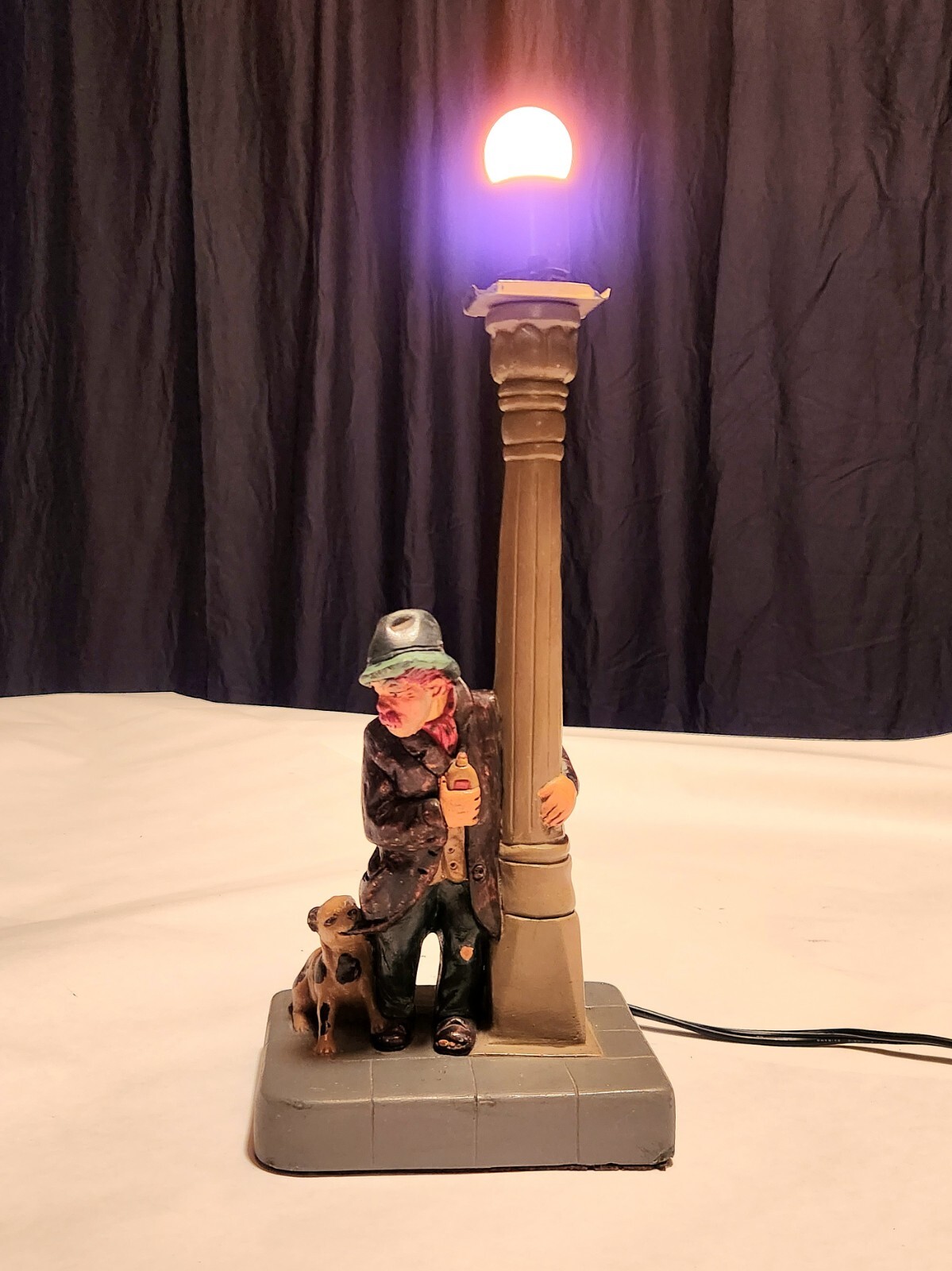 Vintage Drunk Hobo Man with Dog and Lamp Post - Tabletop Bar Light - Man Cave Vintage Drunk Hobo Man with Dog and Lamp Post - Tabletop Bar Light - Man Cave