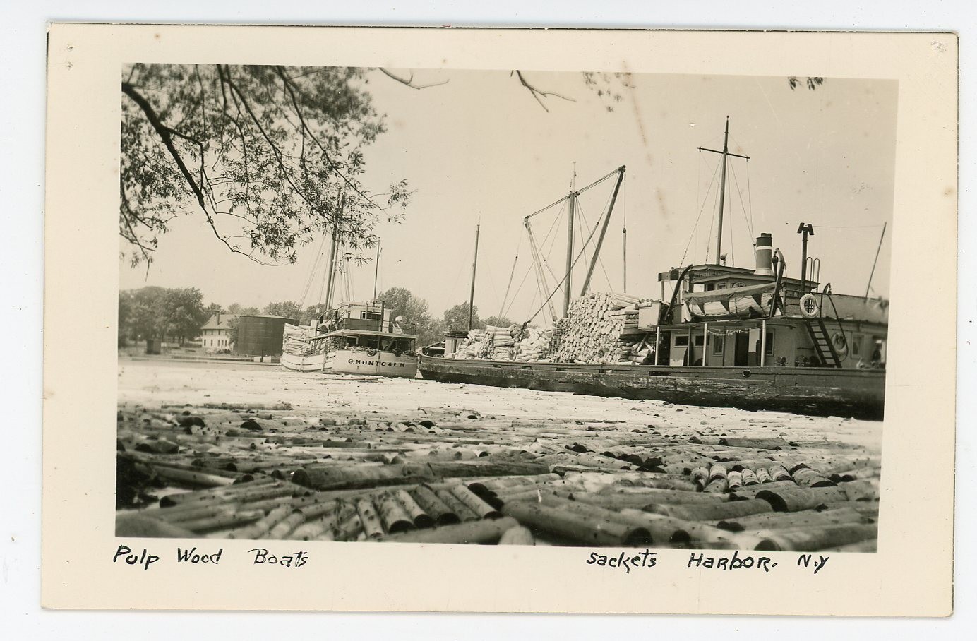 RPPC NY Sackets Harbor Pulp Wood Boat and C Montcalm