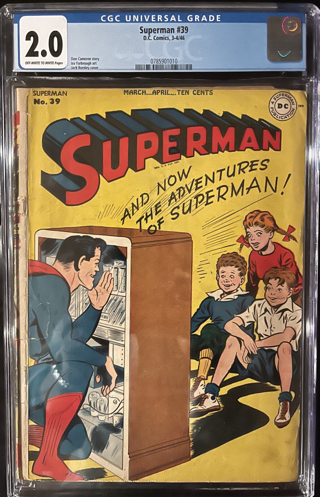 SUPERMAN #39 CGC 2.0 Good MAR APR 1946 DC Comics  OW/W Pgs  Jack Burnley cover