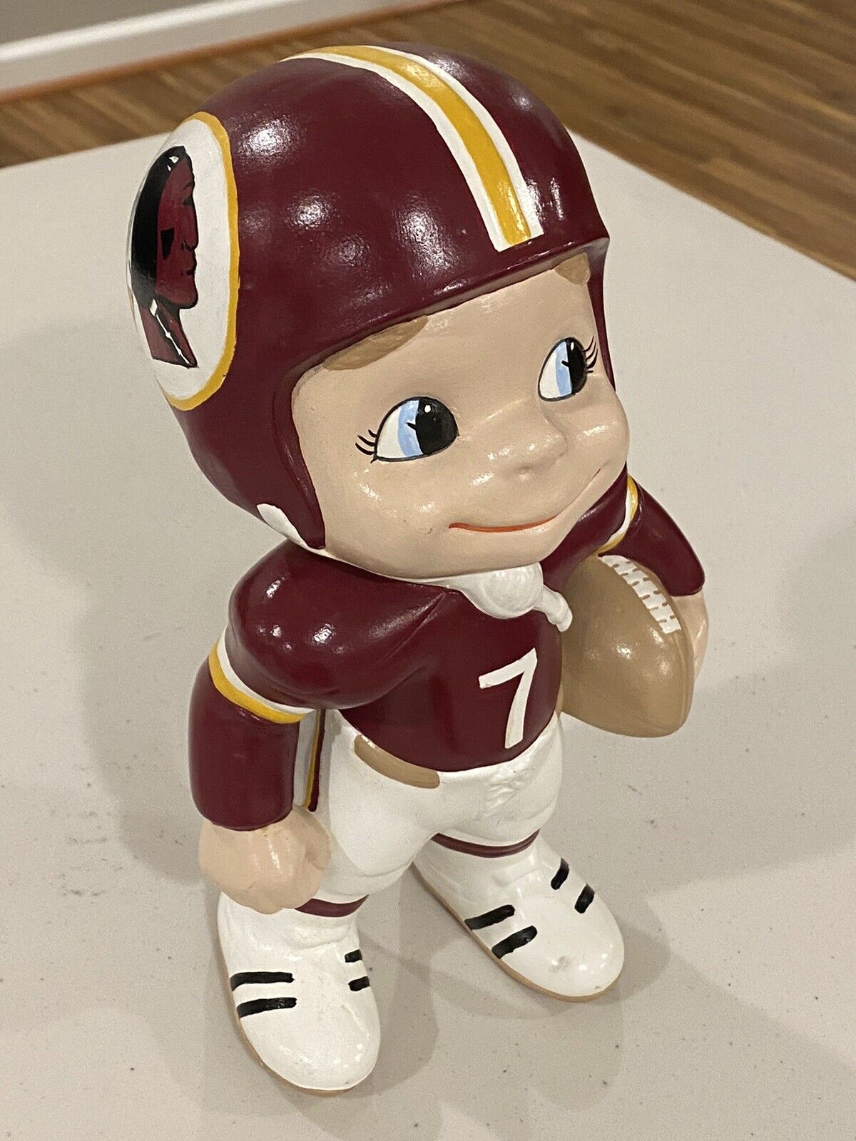 Vintage Ceramic Hand Painted Washington Redskins Boy Sports Figure Football L@@K