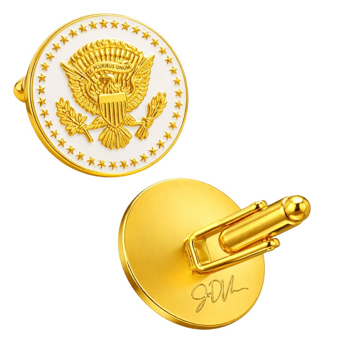 J.D. Vance Vice President Presidential Cufflinks 24K Gold Plated White Cobalt