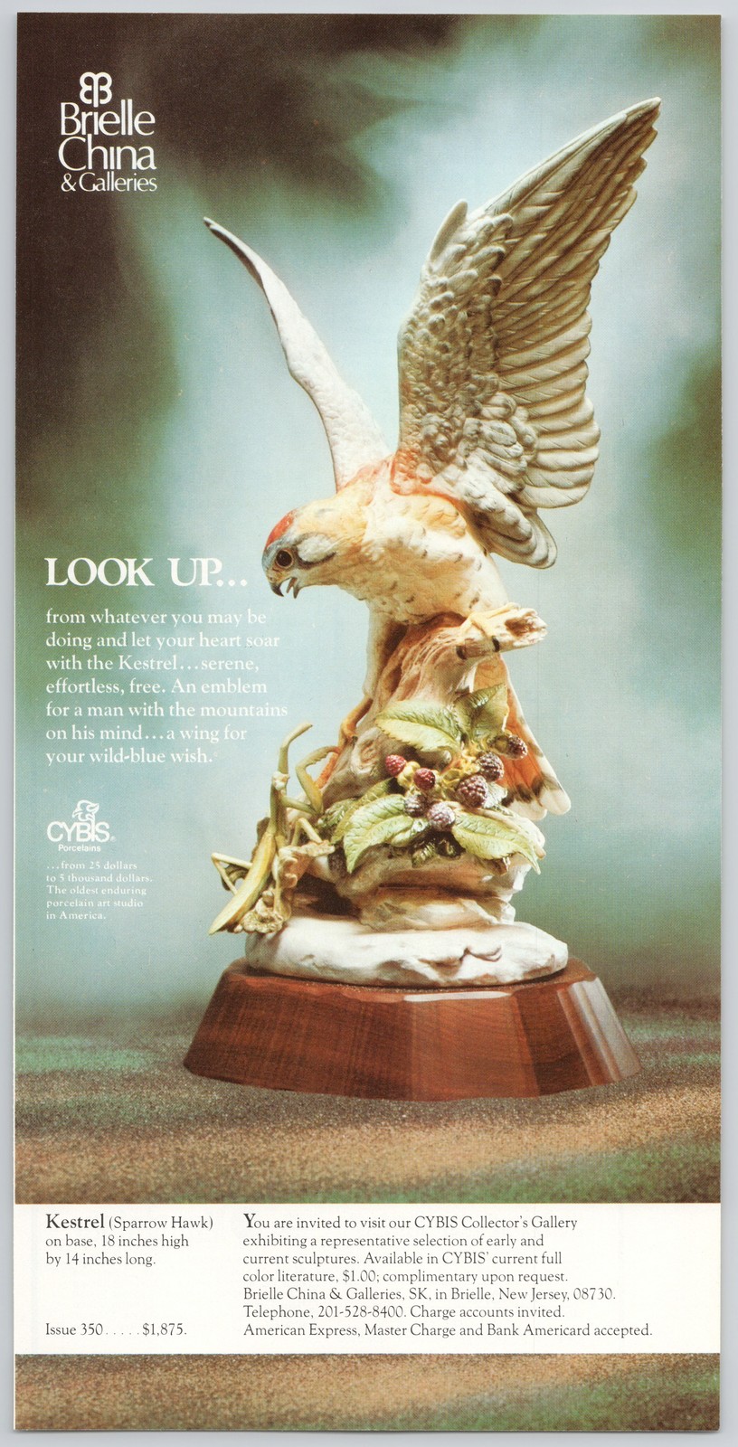 Kestrel Sculpture Brielle China Galleries New Jersey 1977 Vintage Print Ad