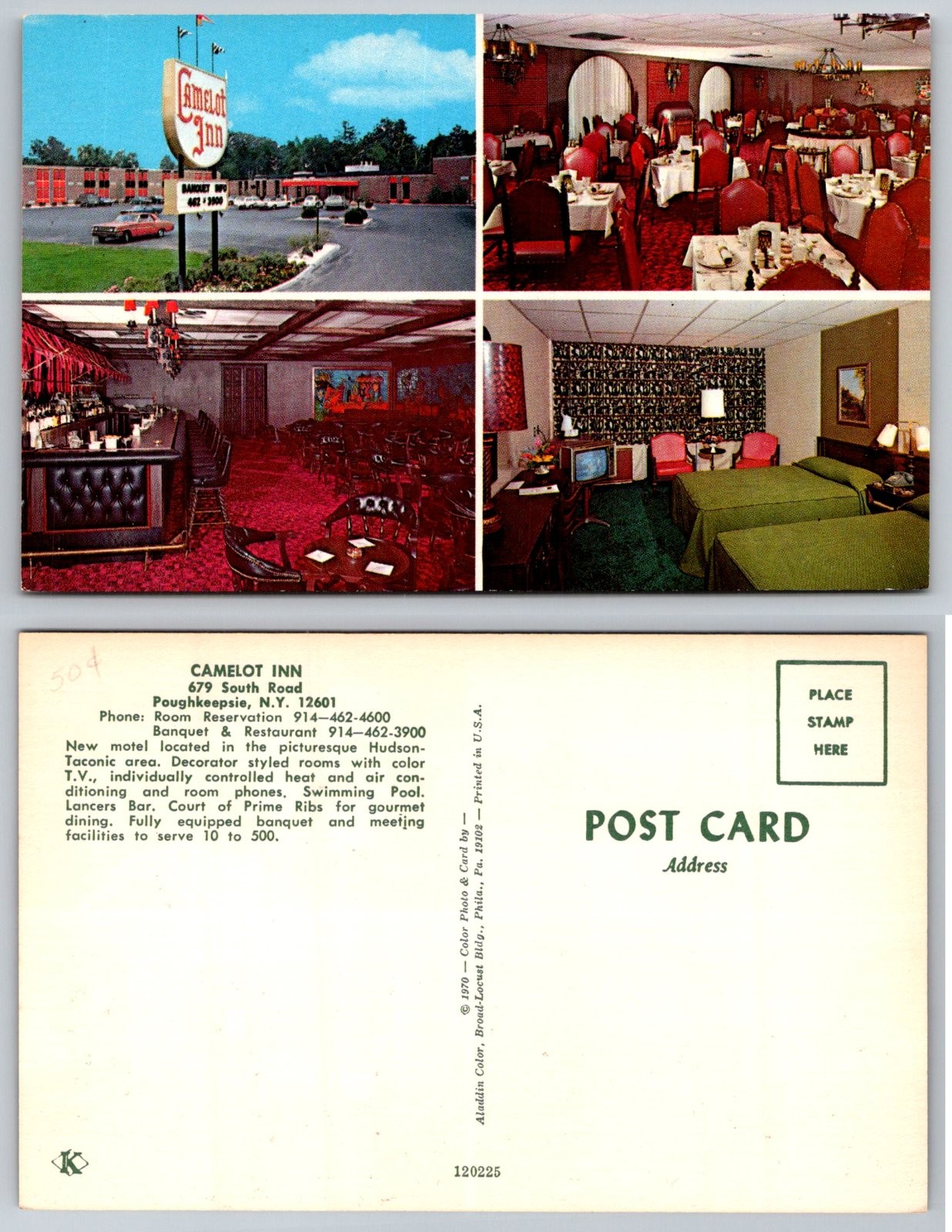 Camelot Inn Motel Exterior Interior Poughkeepsie New York Postcard PB113-Q Camelot Inn Motel Exterior Interior Poughkeepsie New York Postcard PB113-Q