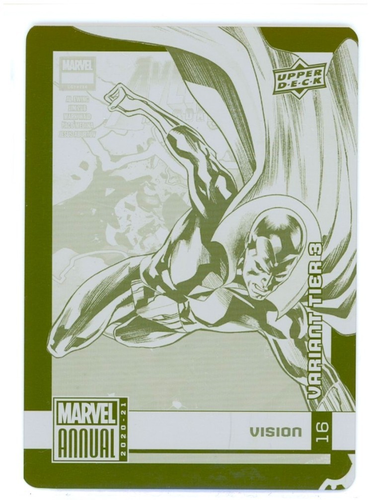 2020-21 Upper Deck Marvel Annual #16 Vision - 1/1 Yellow Printing Plate Tier 3