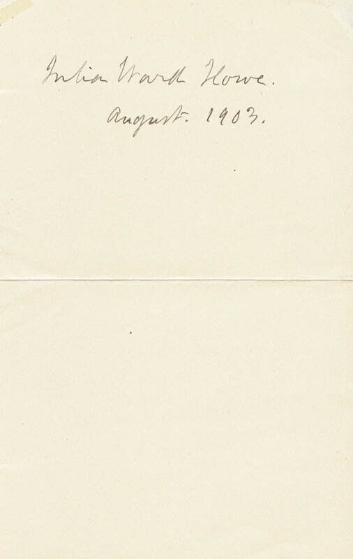 JULIA WARD HOWE - AUTOGRAPH 8/1903
