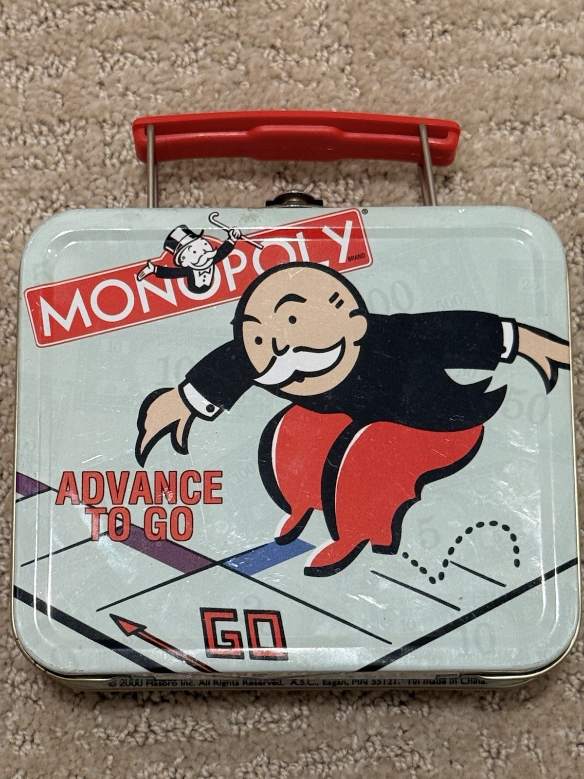 Vintage Monopoly Advance To Go mini Tin Box Game Collectible