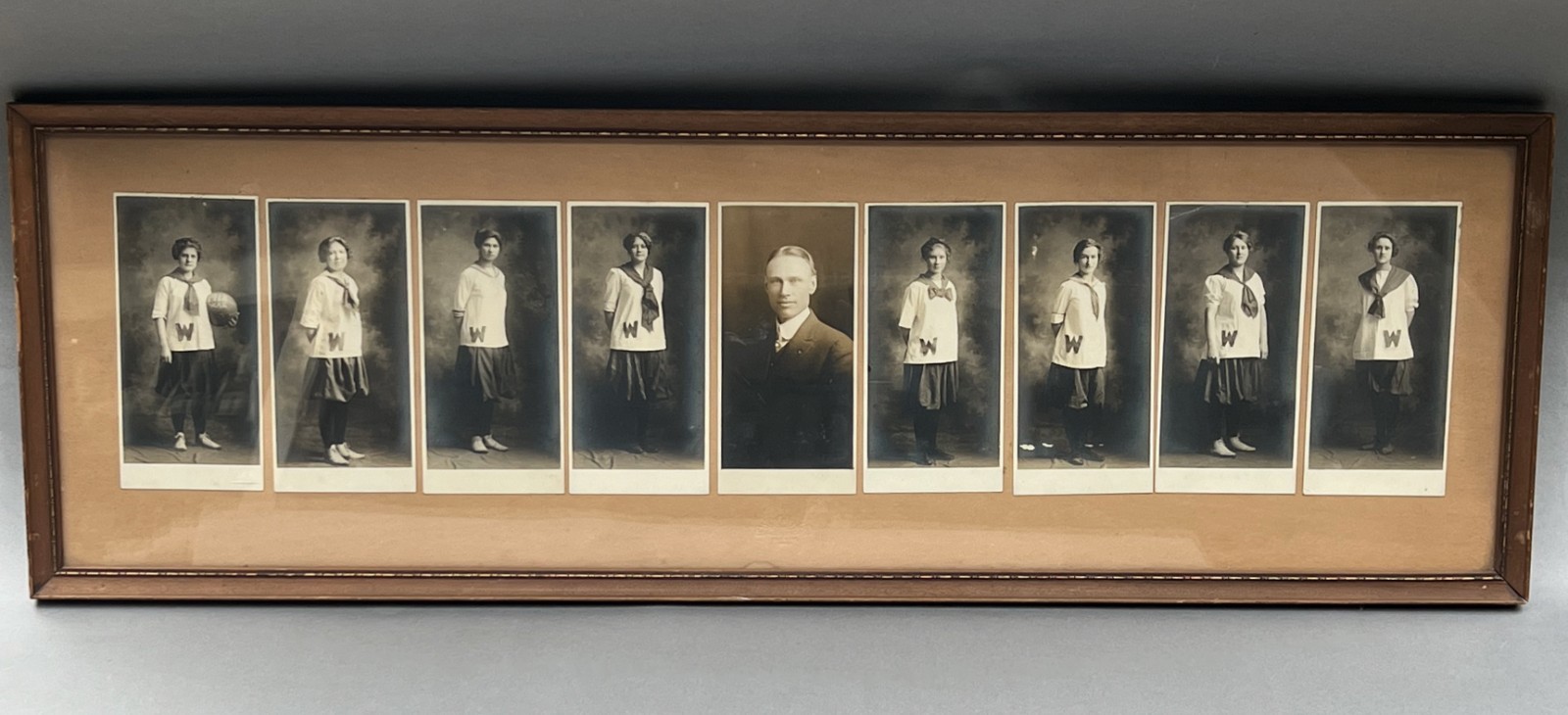 Vintage Framed Girls Basketball Team Photograph 1913