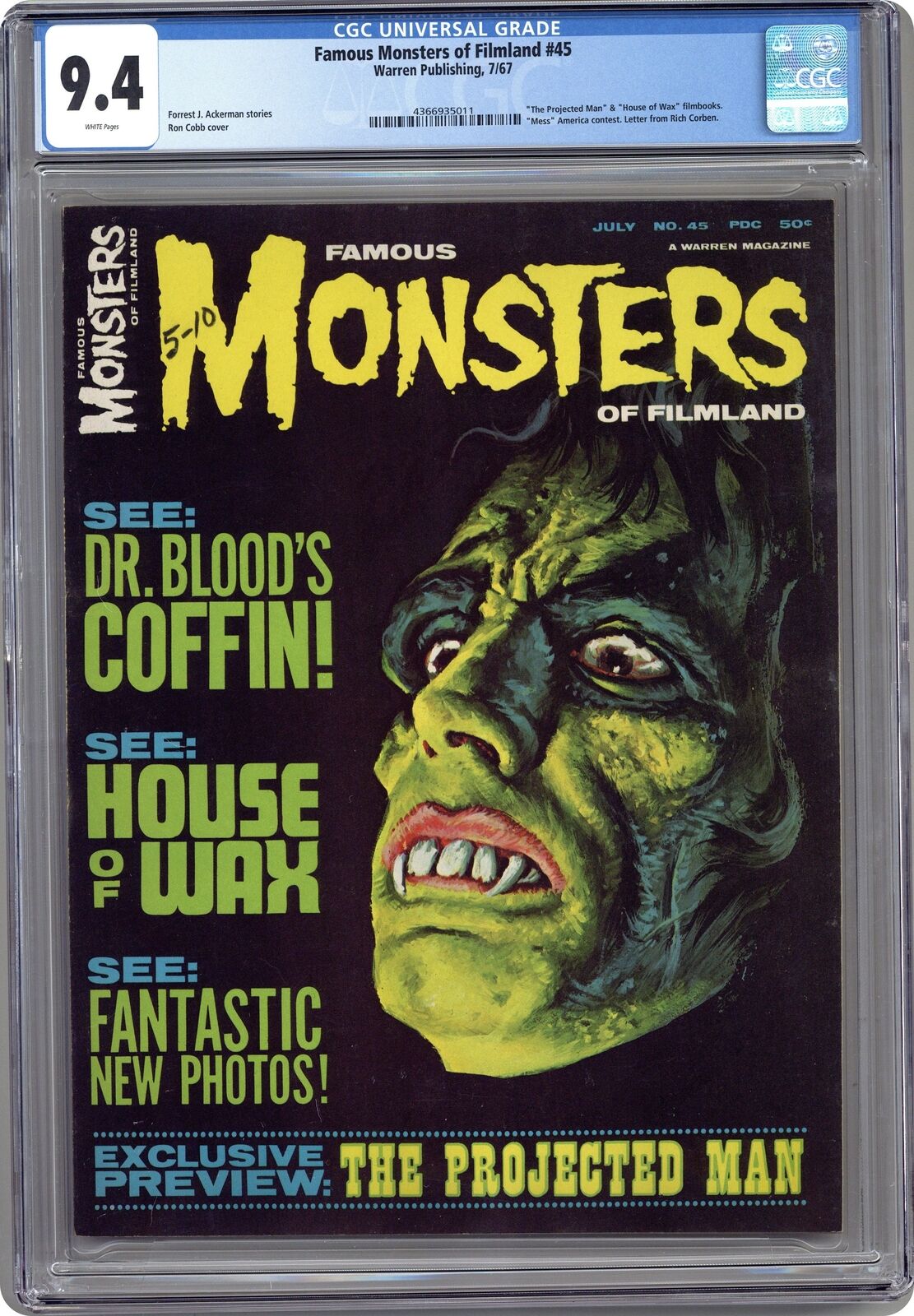 Famous Monsters of Filmland Magazine #45 CGC 9.4 1967 4366935011