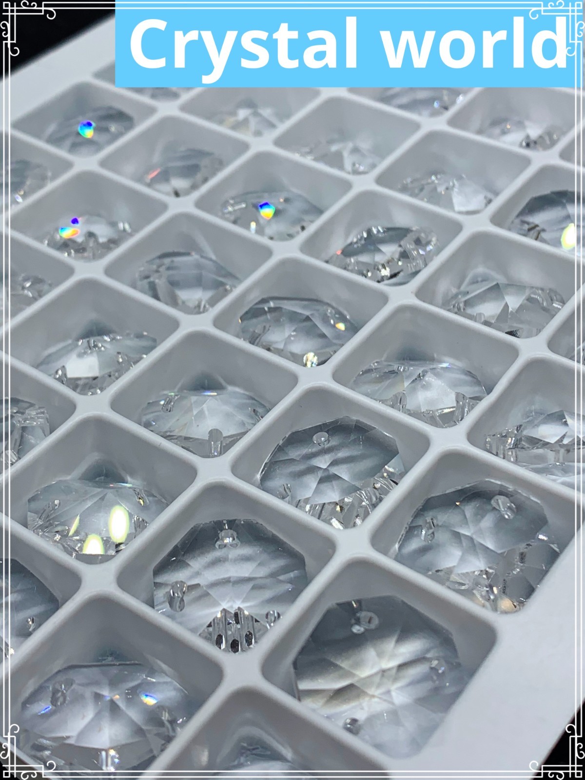 108pcs 16mm Octagon Crystal Bead Prisms Lot Chandelier Lamp Asfour 3 Hole pins