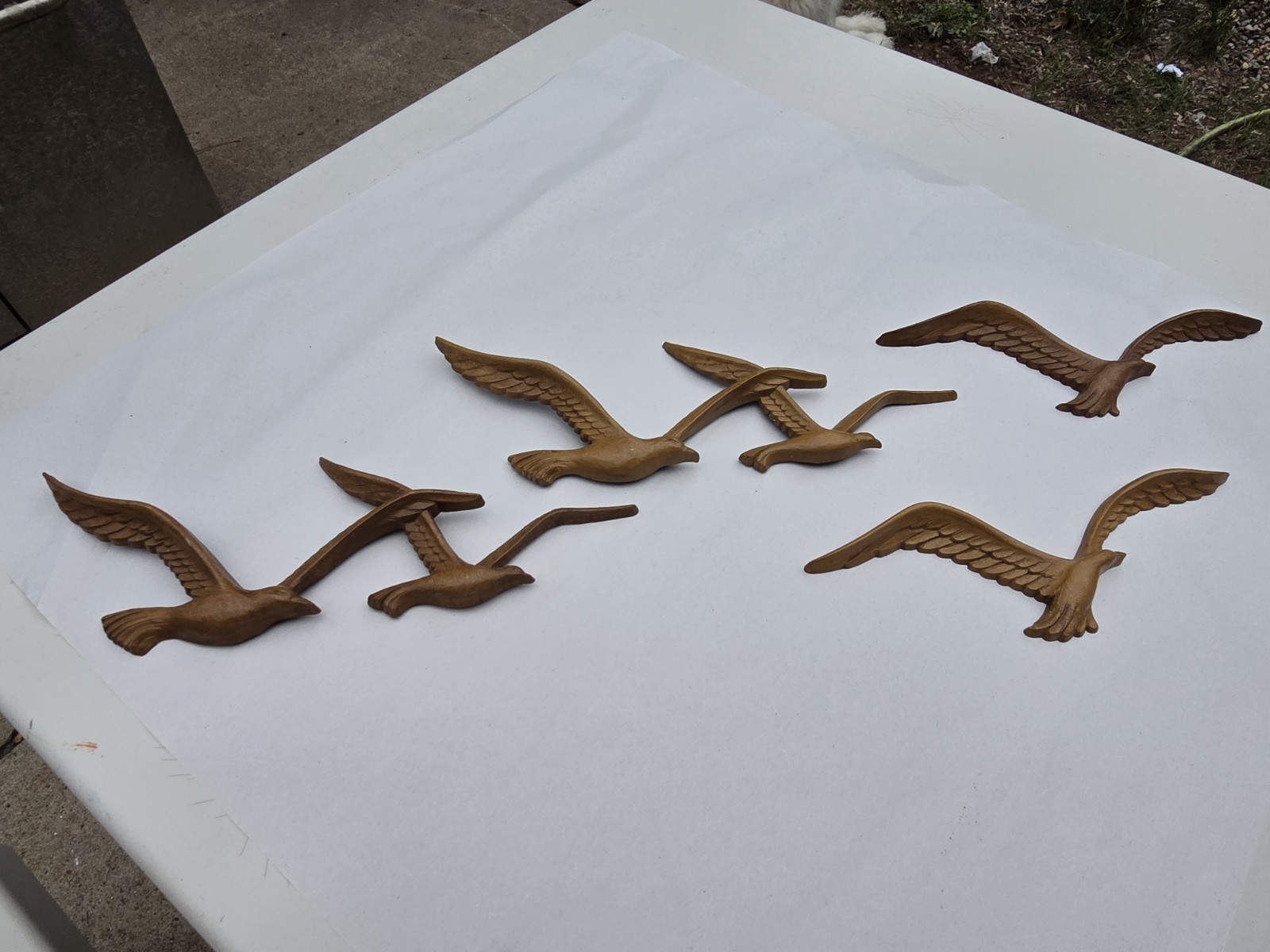 Vtg  Homco Flying Seagulls Wall Hanging FAUX WOOD SET OF 4