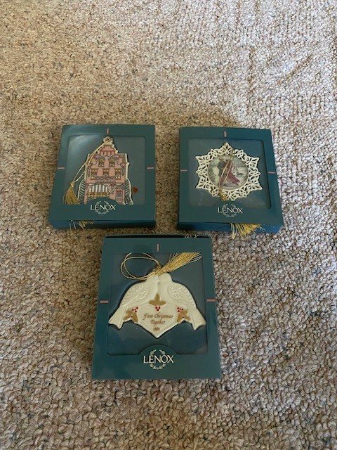 Vintage 1991 Lenox Porcelain Christmas Ornaments Lot of 3 w/ Original Boxes Vintage 1991 Lenox Porcelain Christmas Ornaments Lot of 3 w/ Original Boxes